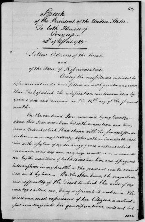 Washington's First Inaugural Address (Quote)