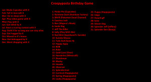 Creepypasta Birthday Game by xtoxicxrosex