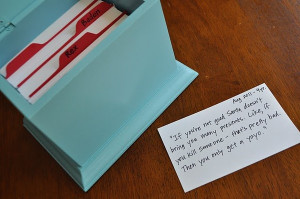 Good idea! Index cards with those funny things your kids say....wish I ...