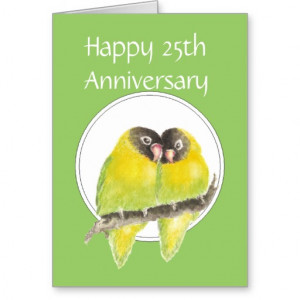 25th Wedding Anniversary, Funny, Lovebirds Greeting Card