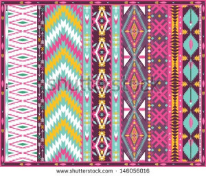 Seamless colorful aztec geometric pattern - stock vector