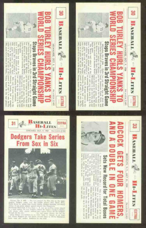 1960 Nu-Card Hi-Lites #33 Joe Adcock - 'Gets 4 Homers & Double in One ...