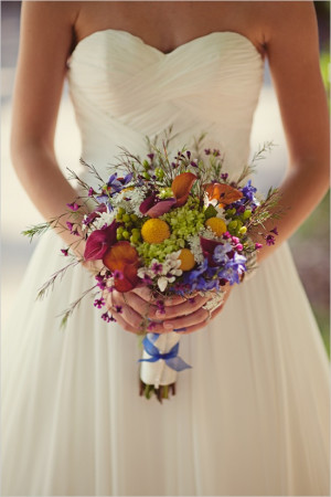 Wildflower bouquet. Thats the dress im contemplating too! :) good to ...