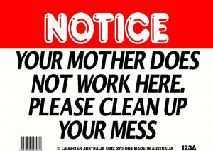 Home » Fun Signs » Fun Sign 123a - Please clean up your mess