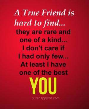 Friendship Quote: A True Friend is hard to find, they are rare and one ...