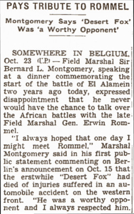 ... American commanders, to Rommel's main British opponent paid tribute to