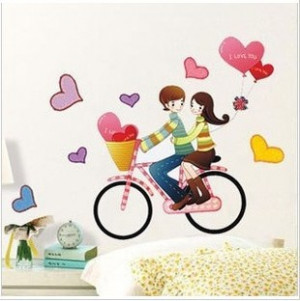 ... sell-bedroom-drawing-room-romantic-lovers-riding-bike-love-wall.jpg