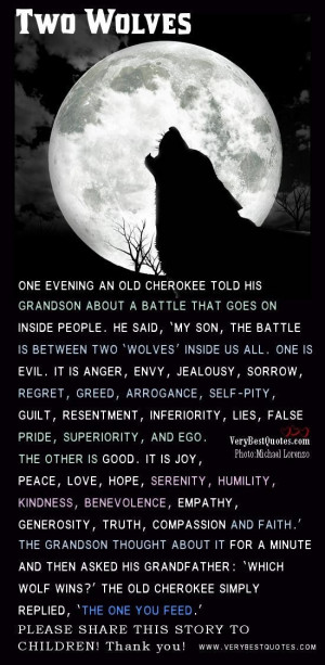 Two wolf inspirational short moral story for kids and adult