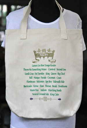 Mardi Gras Crown and Sayings Tote Bag