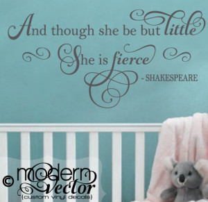 ... FIERCE Shakespeare Quote Vinyl Wall Decal Lettering Nursery Girls Room