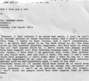 Virginia Woolf’s letter/suicide note to her husband Leonard Woolf ...