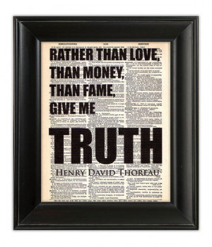 THOREAU Walden TRUTH Typography Quote Art Print Poster on Reclaimed ...