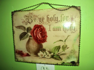 VINTAGE Bible Verse Glass Plaques & Vintage COTTAGE Garden Prints in ...