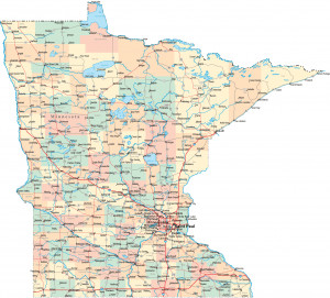 Detailed Map of Minnesota, State Map