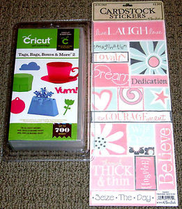 Cricut Cartridge~TAGS BAGS BOXES & MORE 2+Cardstock Stickers~NEW ...