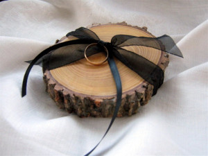 Rustic Ring Bearer Pillow Wood Tree Slice Woodland Wedding Love Quotes ...