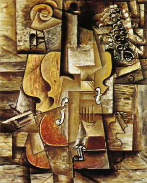 Violin And Grapes 1912 - Pablo Picasso Paintings wallpaper image