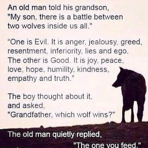 The boy thought about it, and asked, “Grandfather, which wolf wins ...