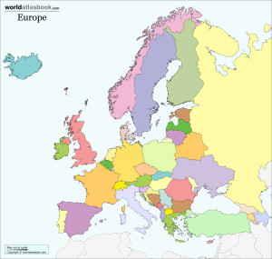 Color blank map of Europe