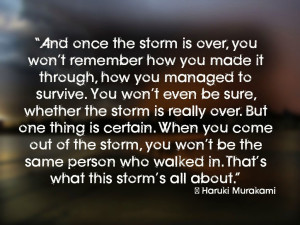 and once the storm is over you won t remember how you made it through ...