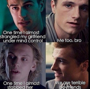 Four, Peeta, and Jace | bad boyfriends. Eh hem Jace, you did stab her ...