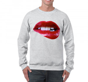 ... Mens Funny Sayings Slogans Jokes Sweathsirts Sexy Lips on Gildan Sweat