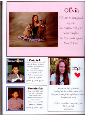 yearbook dedications from parents of elementary school