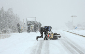 Riding a Motorcycle in the Snow