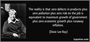 reality is that zero defects in products plus zero pollution plus zero ...