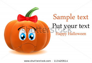 vector cute pumpkin with bow, dedicated to Halloween - stock vector