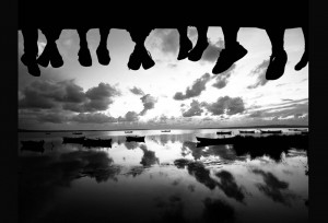 Black and white lake view Black and white lake view