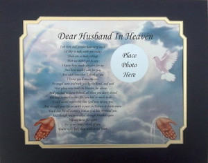 DEAR HUSBAND IN HEAVEN MEMORIAL POEM LOSS OF LOVED ONE For Sale - New ...