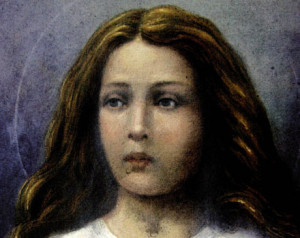 This painting of St Maria Goretti hangs at the shrine where she is ...