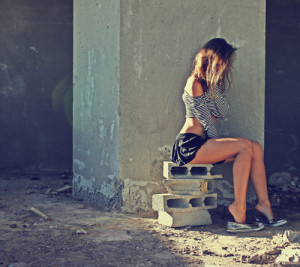 alone, girl, legs, skirt