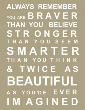 Beauty Quote 12: “Always remember you are braver than you believe ...
