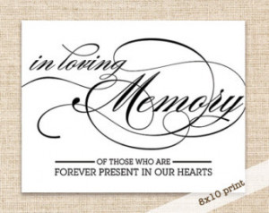 In Loving Memory Sign - Printable D IY 8x10 Sign - Wedding Reception ...
