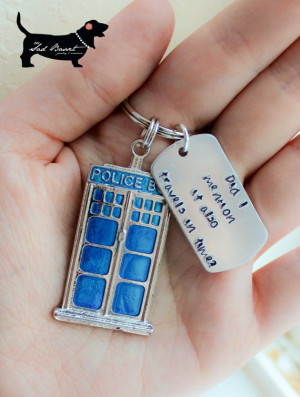 Doctor Who Tardis Keychain with Handstamped Quote - Dr Who, Geek ...