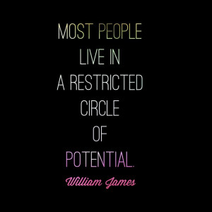 Most people live in a restricted circle of potential. - William James ...