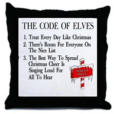 Code-of-Elves-Black Throw Pillow for
