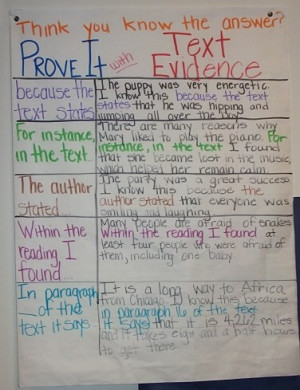 evidence. Students are required to prove everything with text evidence ...
