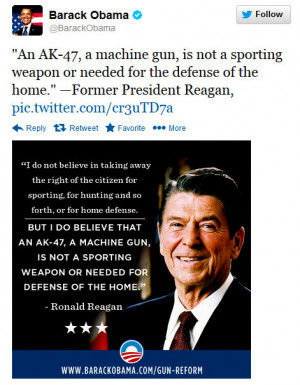 President Obama quotes Reagan regarding gun safety