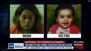 Mom burns 2-year-old daughter in barrel