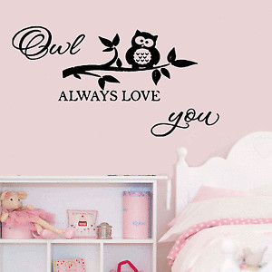 Details about Owl Always Love You Wall Quote Sticker Decal Home Decor ...