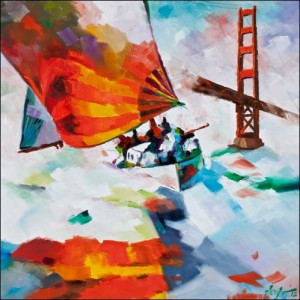 Paints sailing boats under full sail with passion, vibrant and alive ...
