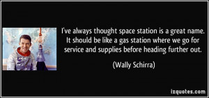 thought space station is a great name. It should be like a gas station ...