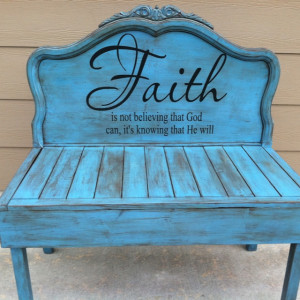 This is s bench I made using an old headboard, turquoise paint ...