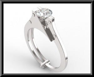 Custom Made Silver Engamenet Ring,Handcuffs Engagement Ring,Sapphire ...