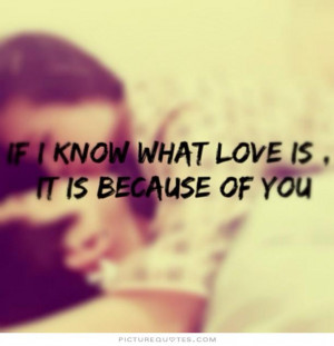 If i know what love is, it is because of you. Picture Quote #2