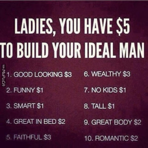Ladies, You have $5 to build your ideal man.