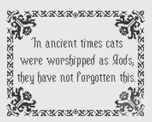 Embroidery: Terry Pratchett Cats quote